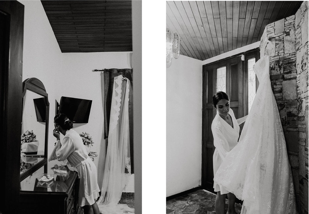 bride - getting ready - ruffle robe cloud - half asleep sleepwear - sustainable sleepwear