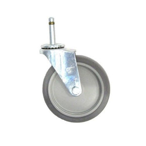 Utility, DuraTek Swivel Caster 5" x 7/8" Soft Rubber Wheel (7/16" Grip Ring) Gray