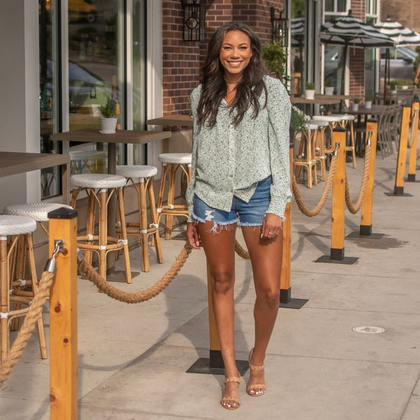 Blue wash tall jean shorts for tall women- Amalli Talli