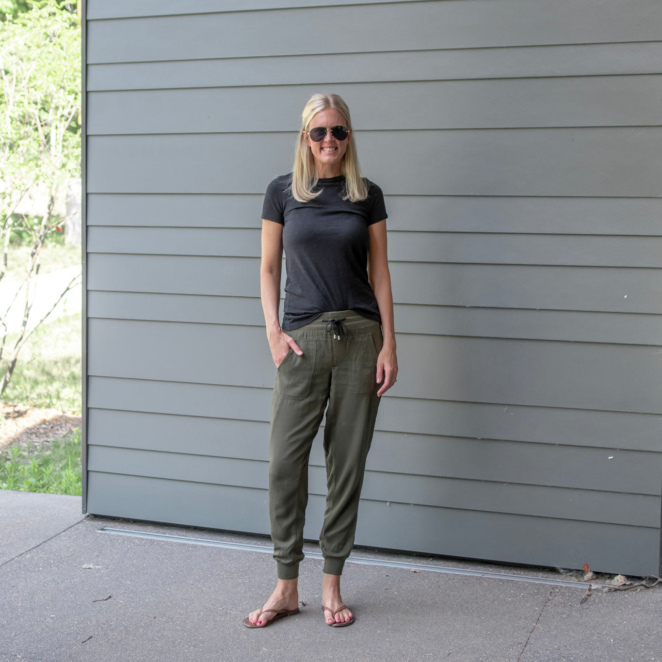 Tall joggers for tall women with a heathered tall tee- Amalli Talli