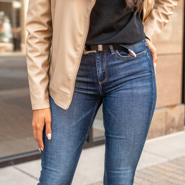 The Jackson Skinny Jean in dark wash- Amalli Talli