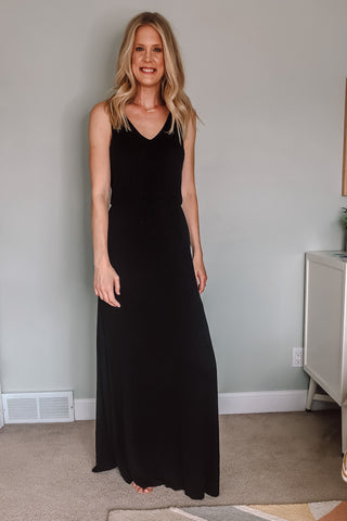 extra long black dress