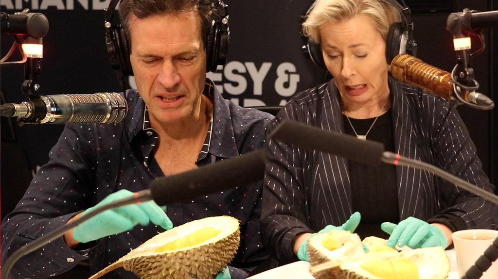 WSFM with Jonesy & Amanda with a Malaysian durian