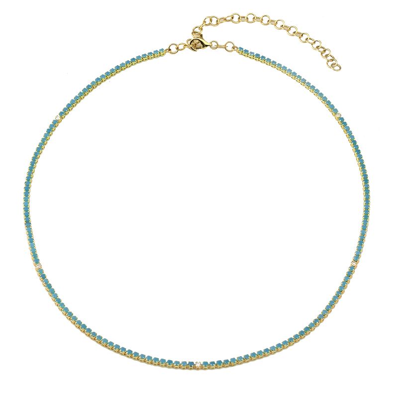 14K Yellow Gold Turquoise and Diamond Tennis Necklace – Johnsen Diamond