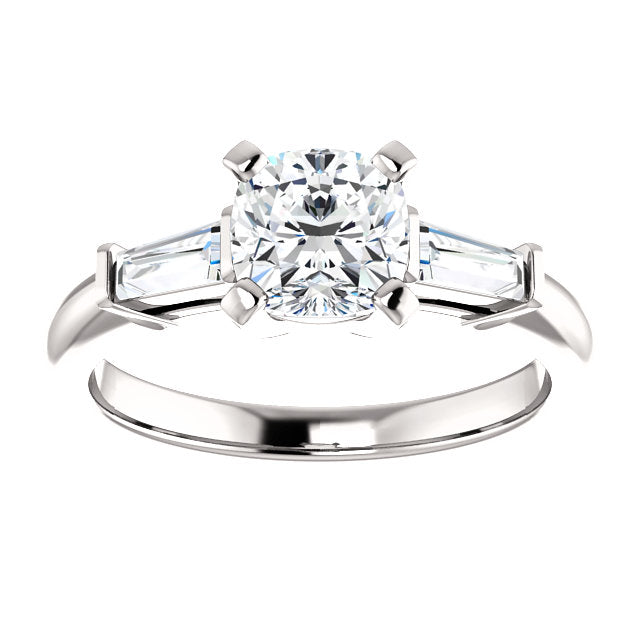The Zara - Cushion Cut Diamond Engagement Ring with Side Stones
