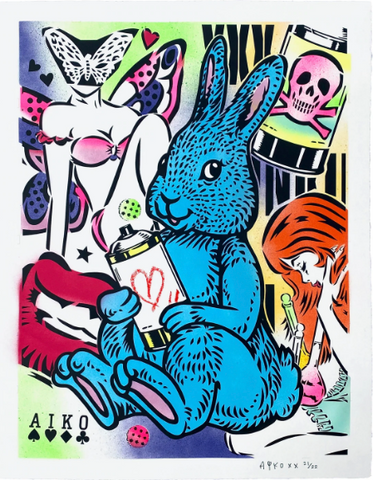 Aiko Bunny Love Blue Print