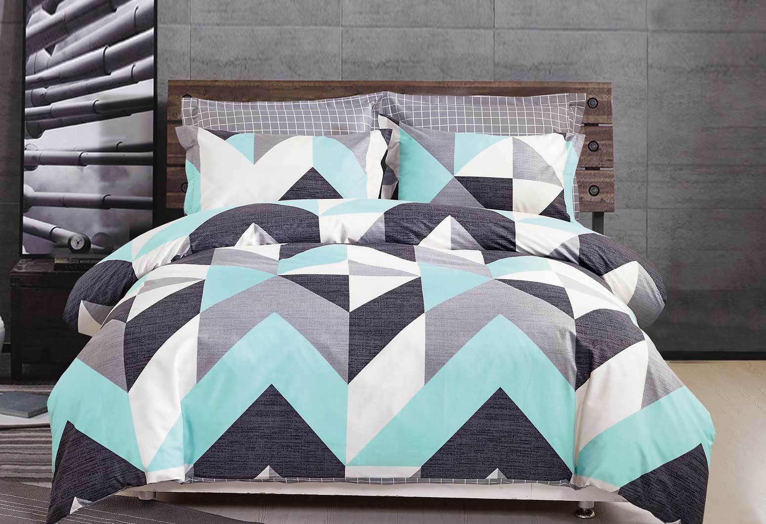 100 Cotton Aqua Quilt Cover Set King Queen Doona Cover Set Luxton Linen