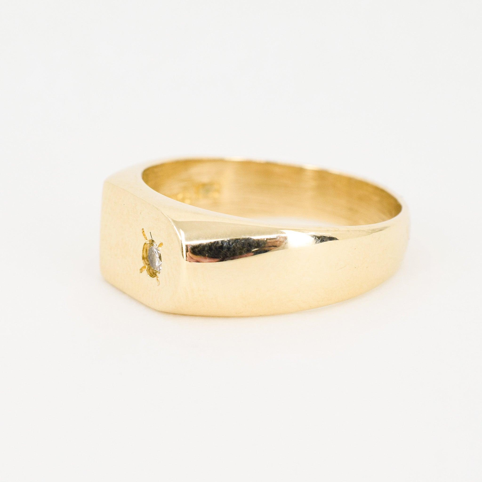 vintage gold birks diamond signet ring, folklor vintage jewelry canada
