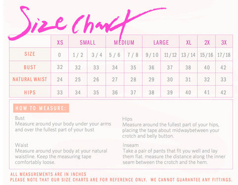 Pink Size Chart