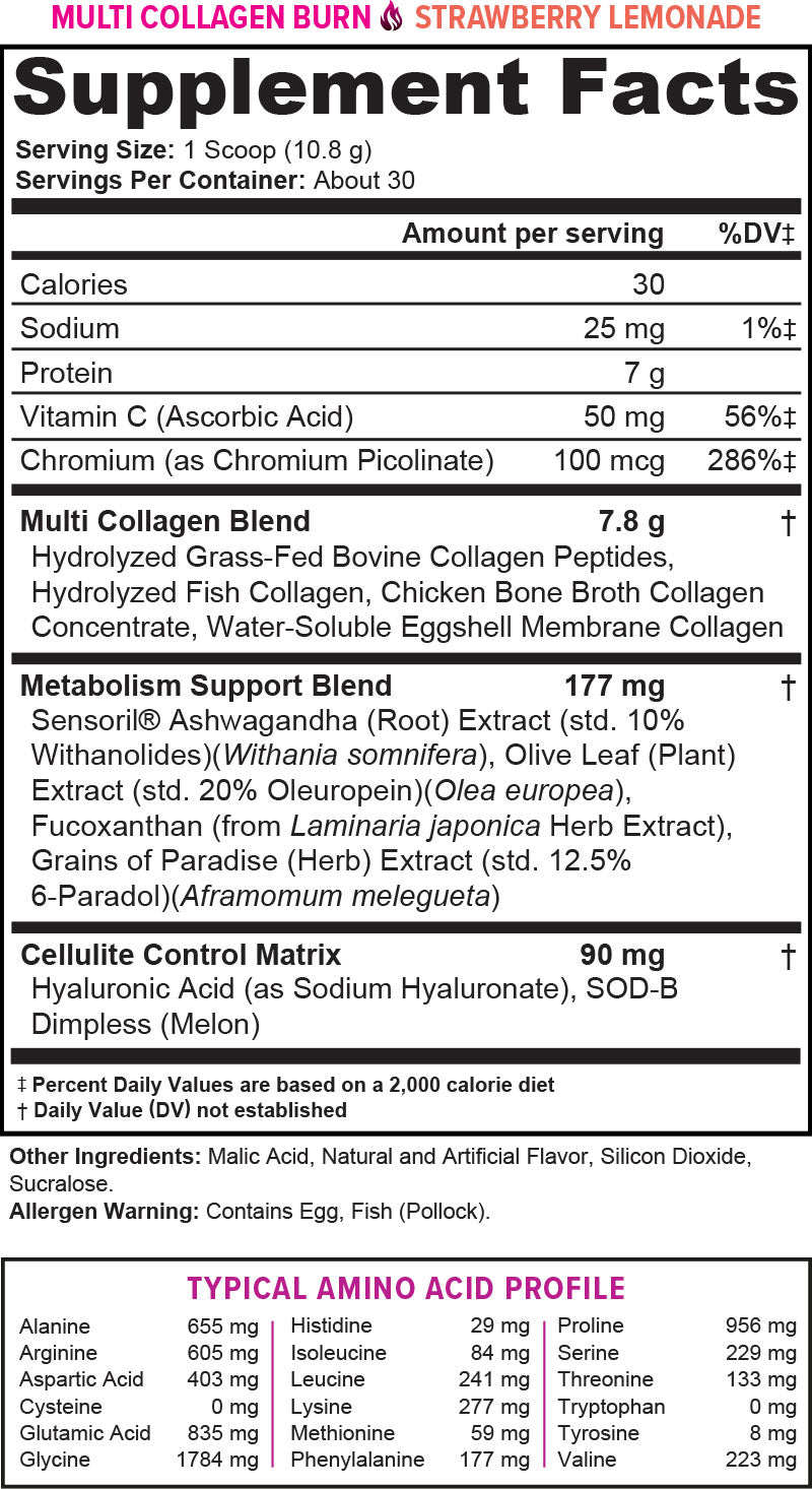 Multi Collagen Burn - Strawberry Lemonade - 7.62 oz. (20 Servings)