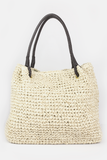 Flat handle straw bag in Natural