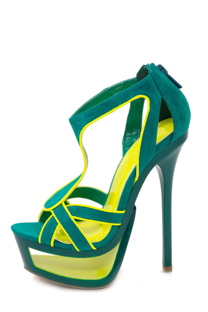 JENNA CUTOUT PLATFORM HEEL - Green/Neon Lime (Final Sale) – Haute ...