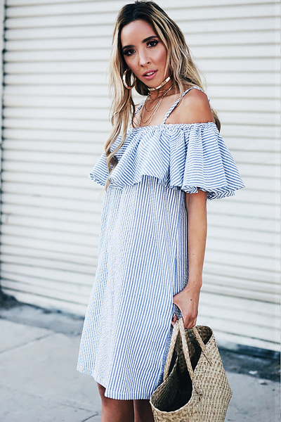 Summer Vacay Striped Ruffle Dress– Haute & Rebellious