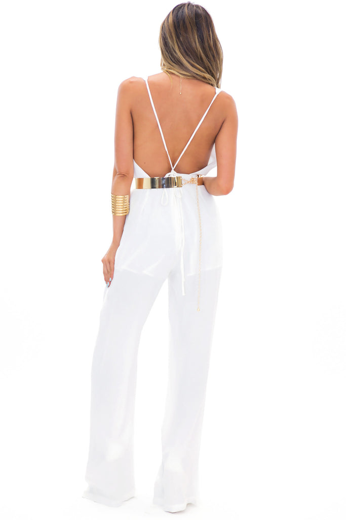 TORY OPEN BACK JUMPSUIT - White – Haute & Rebellious