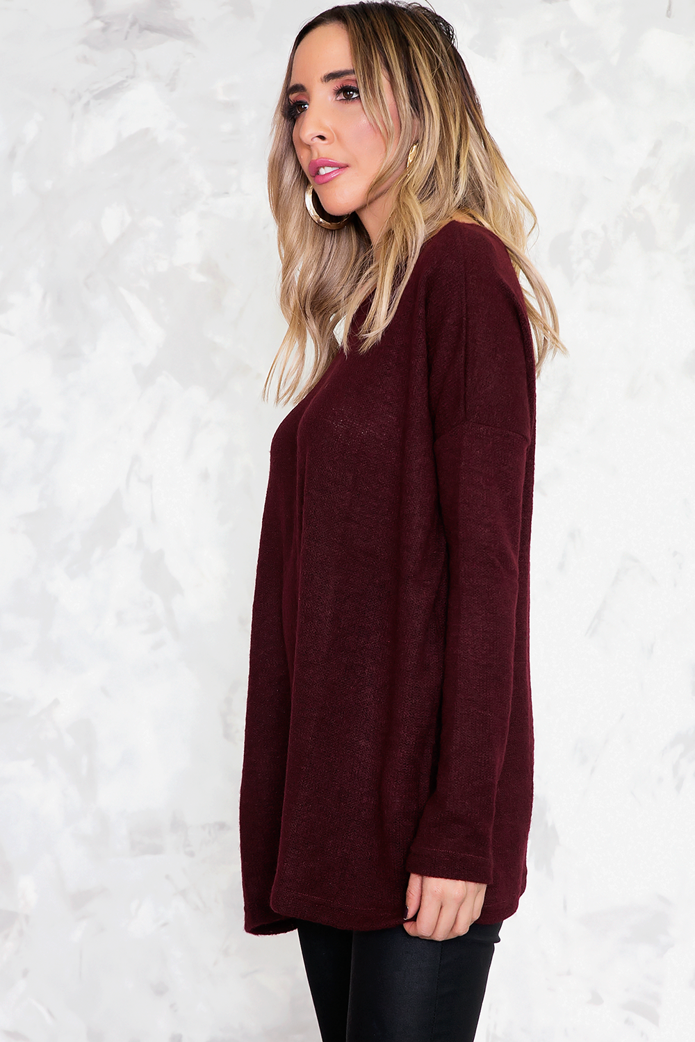 Basic Knit Sweater - Maroon – Haute & Rebellious