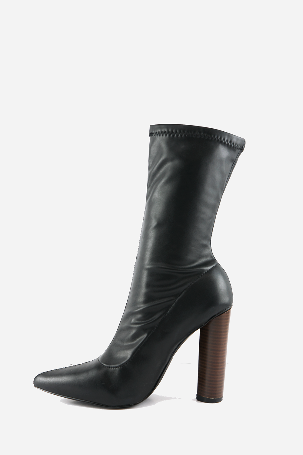 Patent Pointy Sock Boots - Black