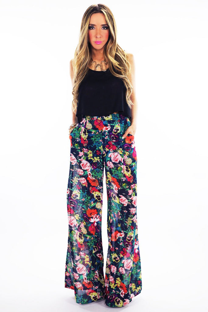 FLORAL PRINT CHIFFON PALAZZO PANTS – Haute & Rebellious