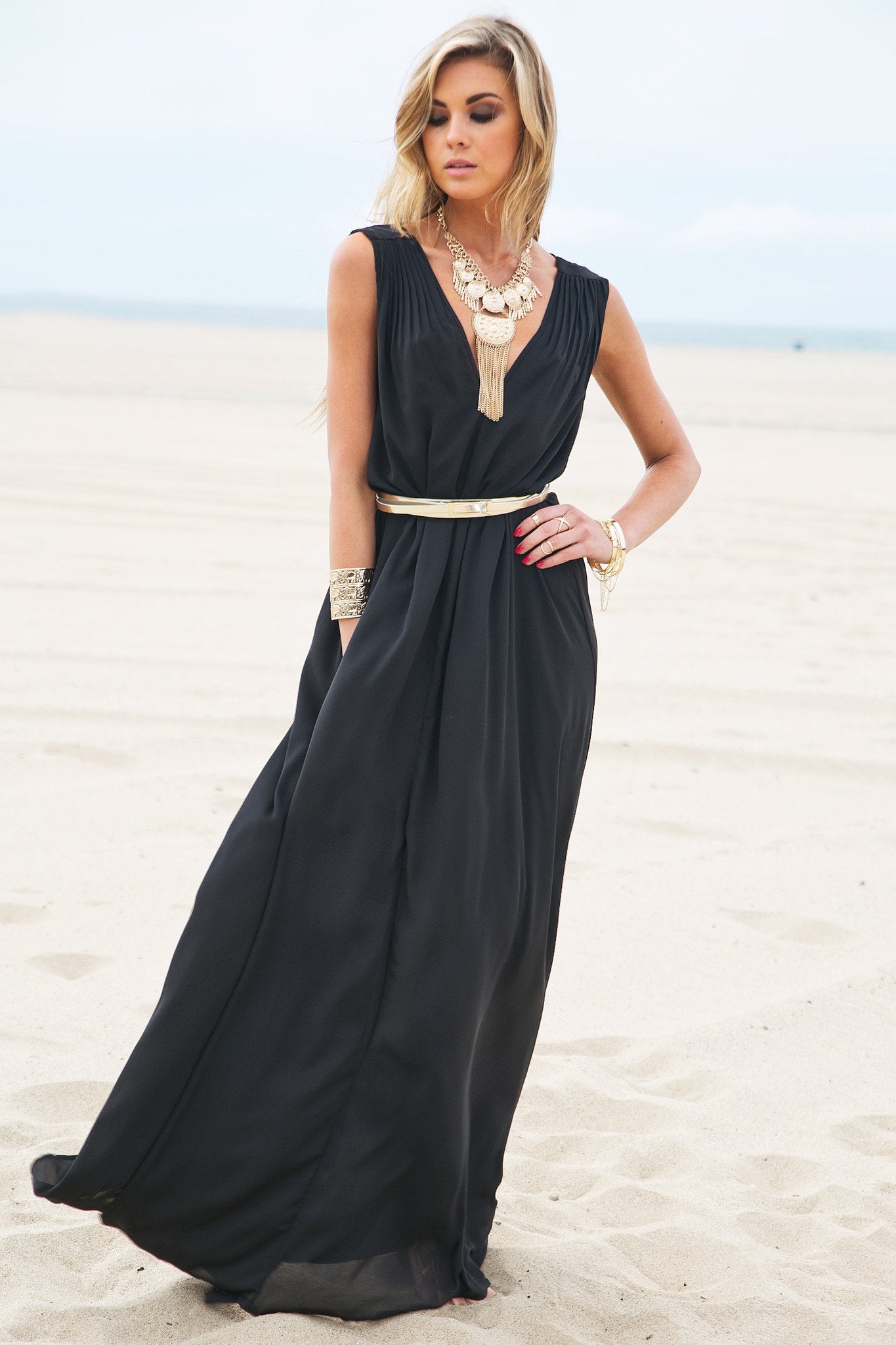 black grecian maxi dress