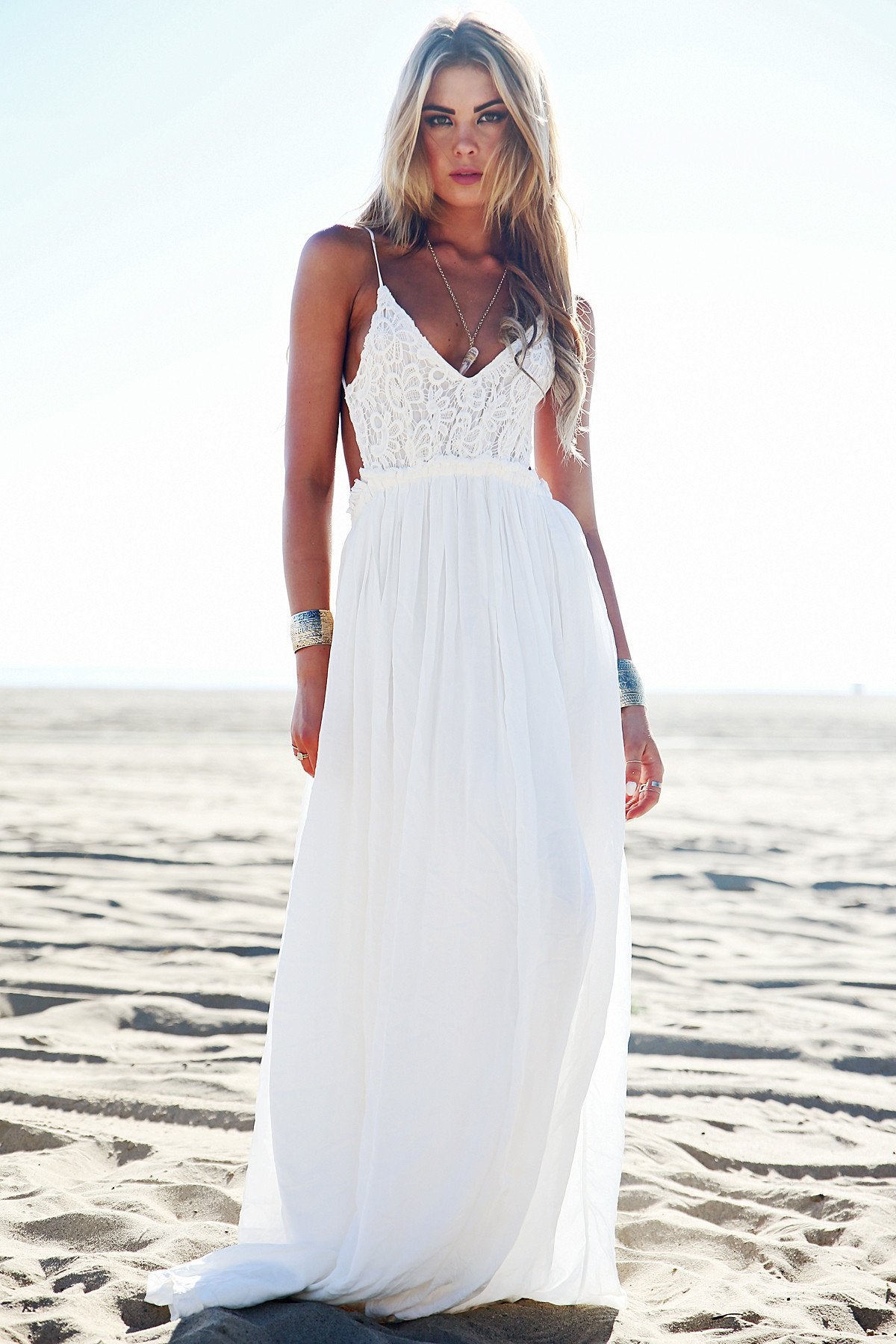 crochet top maxi dress with open back