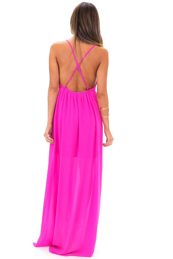 MAXWELL CHIFFON MAXI DRESS - Fuchsia – Haute & Rebellious