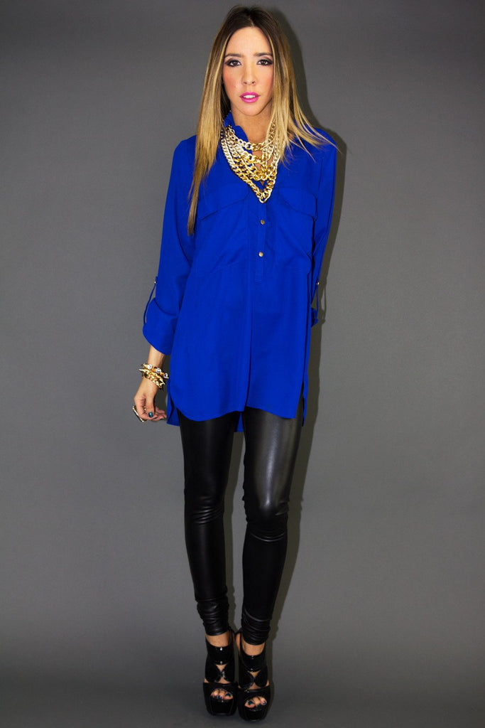 ELECTRIC ROYAL BLUE CHIFFON BLOUSE | Haute & Rebellious