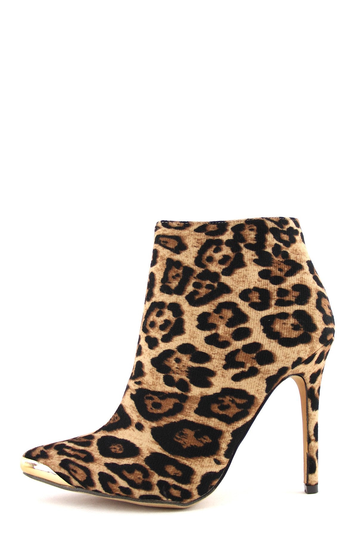 leopard high heel booties