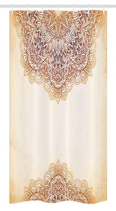 Ambesonne Victorian Stall Shower Curtain, Oriental Vintage Ornate Pattern Autehntic Style Mandala Artwork Print, Fabric Bathroom Decor Set with Hooks, 36" X 72", Cream Brown
