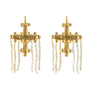Crotalia Crucifix Earrings 18K Gold Plated - Cleopatra's Bling