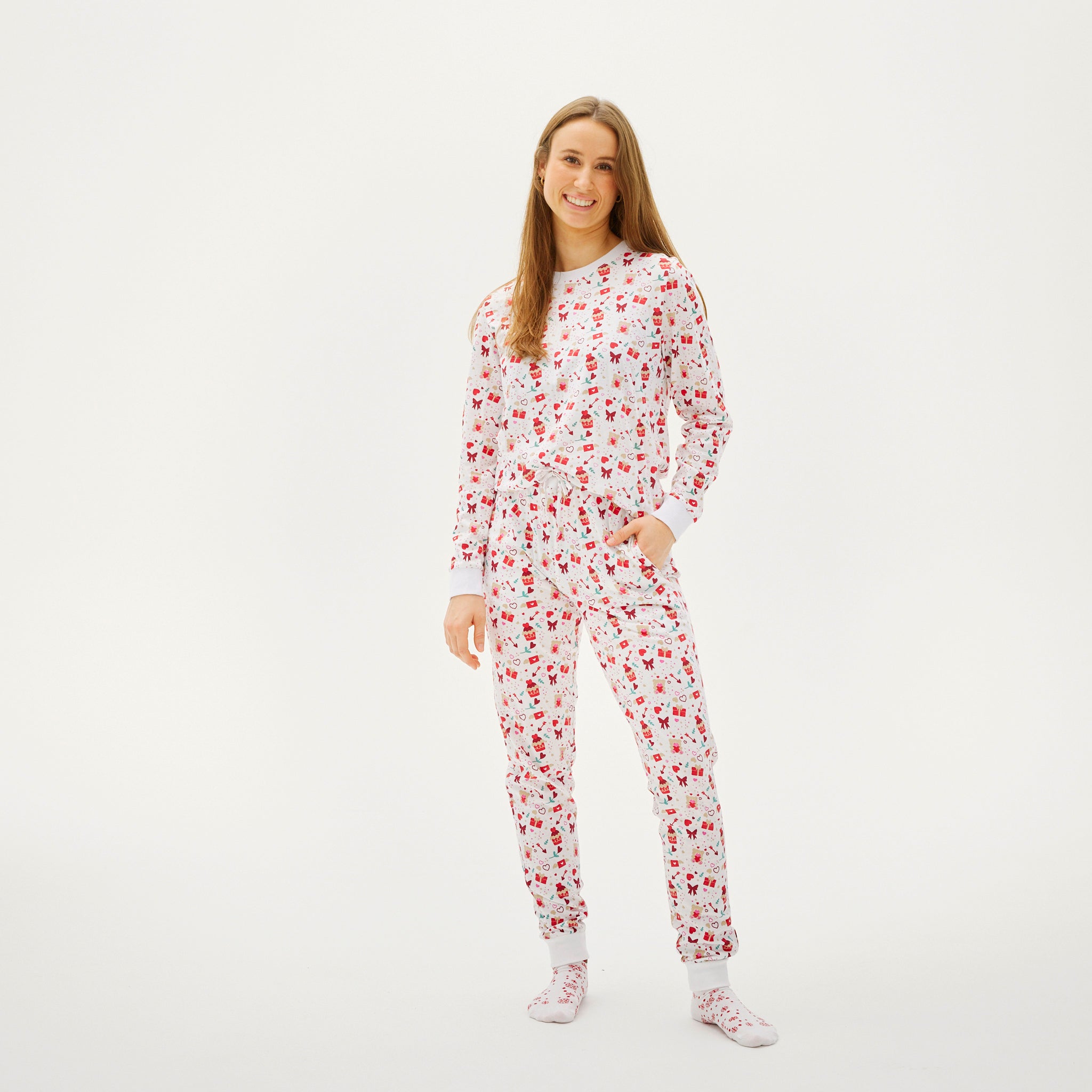 Valentines pyjamas vit - Dam