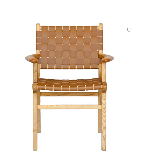 Bondi Tan Leather Dining Chair with arms