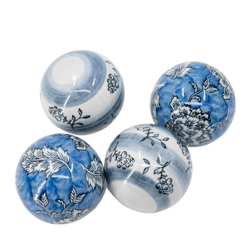 Floral 4 Decorator Ceramic Decorative Balls  4"