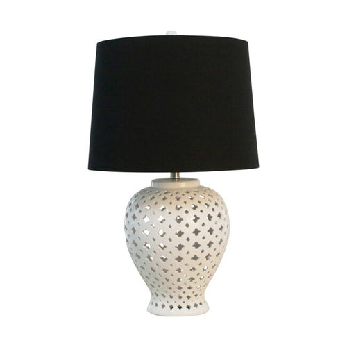 Lattice Tall Antique White Table Lamp Black