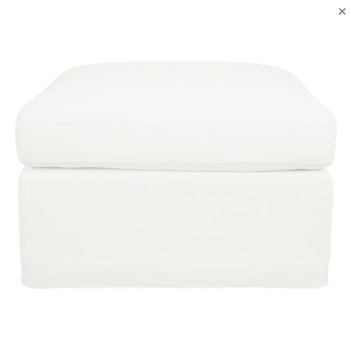 Lincoln Slip Cover Ottoman - White Linen