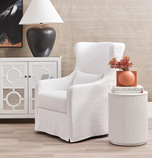 Chandra Round Side Table Table - White