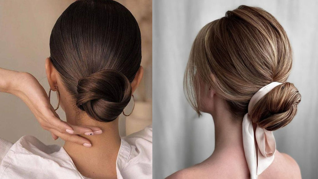 Hair in sleek low bun hairstyle