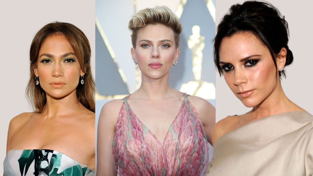 Jennifer Lopez, Scarlett Johansson and Victoria Beckham with Diamond Face Shapes