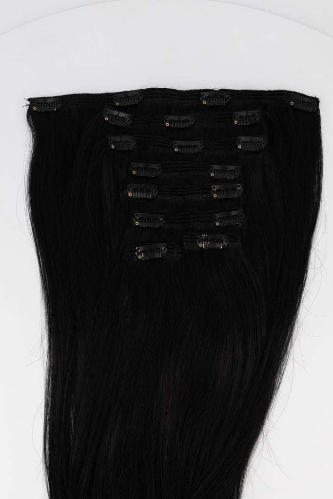 Frontrow jet black clip-in hair extensions
