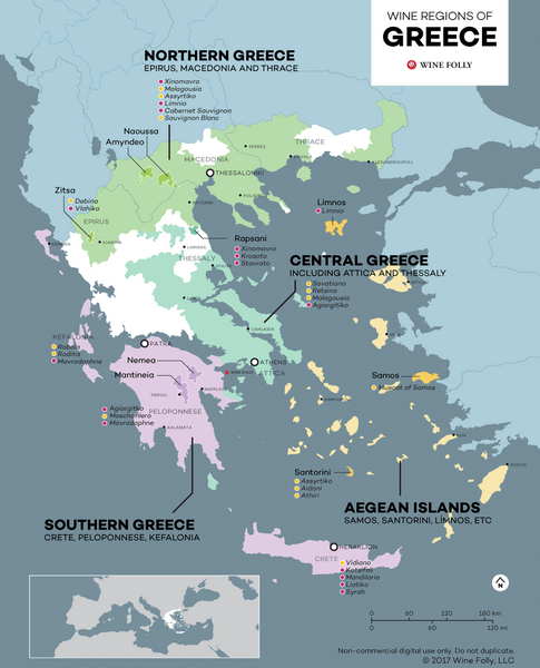 Map of Greece's wine regions