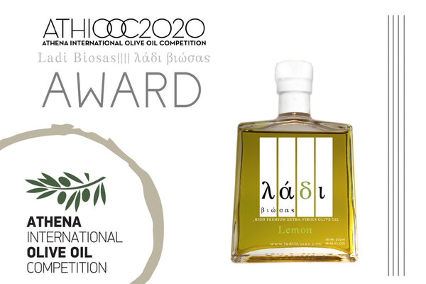 Ladi Biosas wins 10th international award at Athena International Olive Oil Competition for Organic Lemon Agrumato olive oil. Exclusively at Grecian Purveyor Sydney Australia.