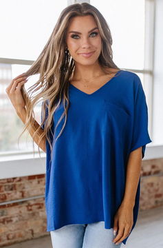 Meg V-Neck Dolman Top- Royal Blue