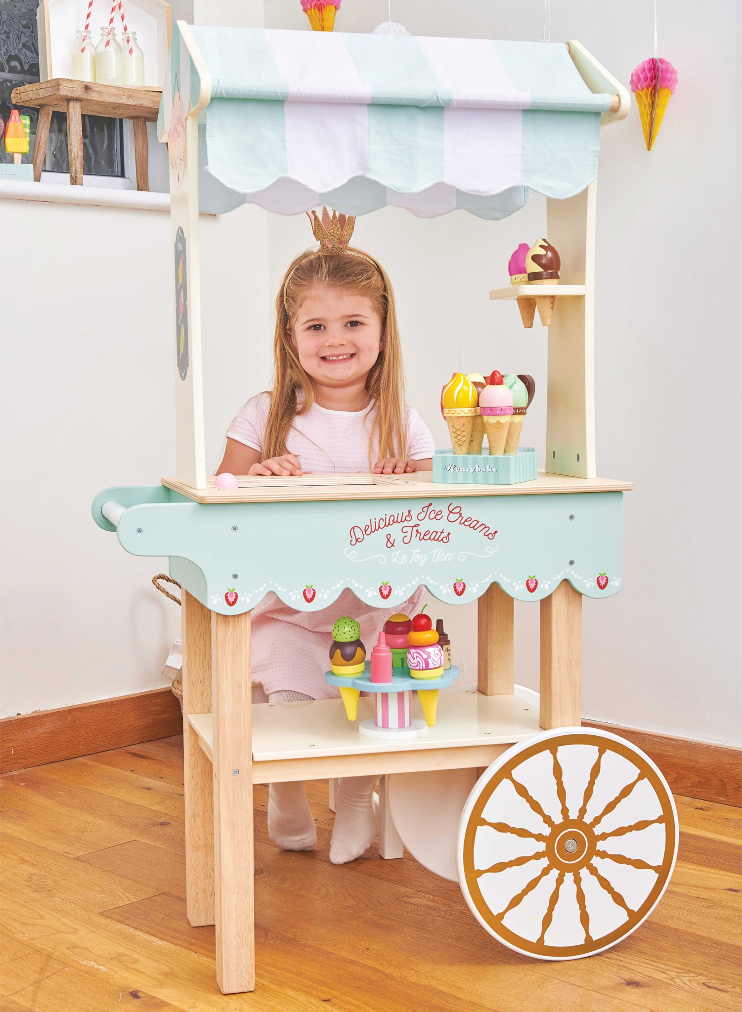 wooden ice cream trolley