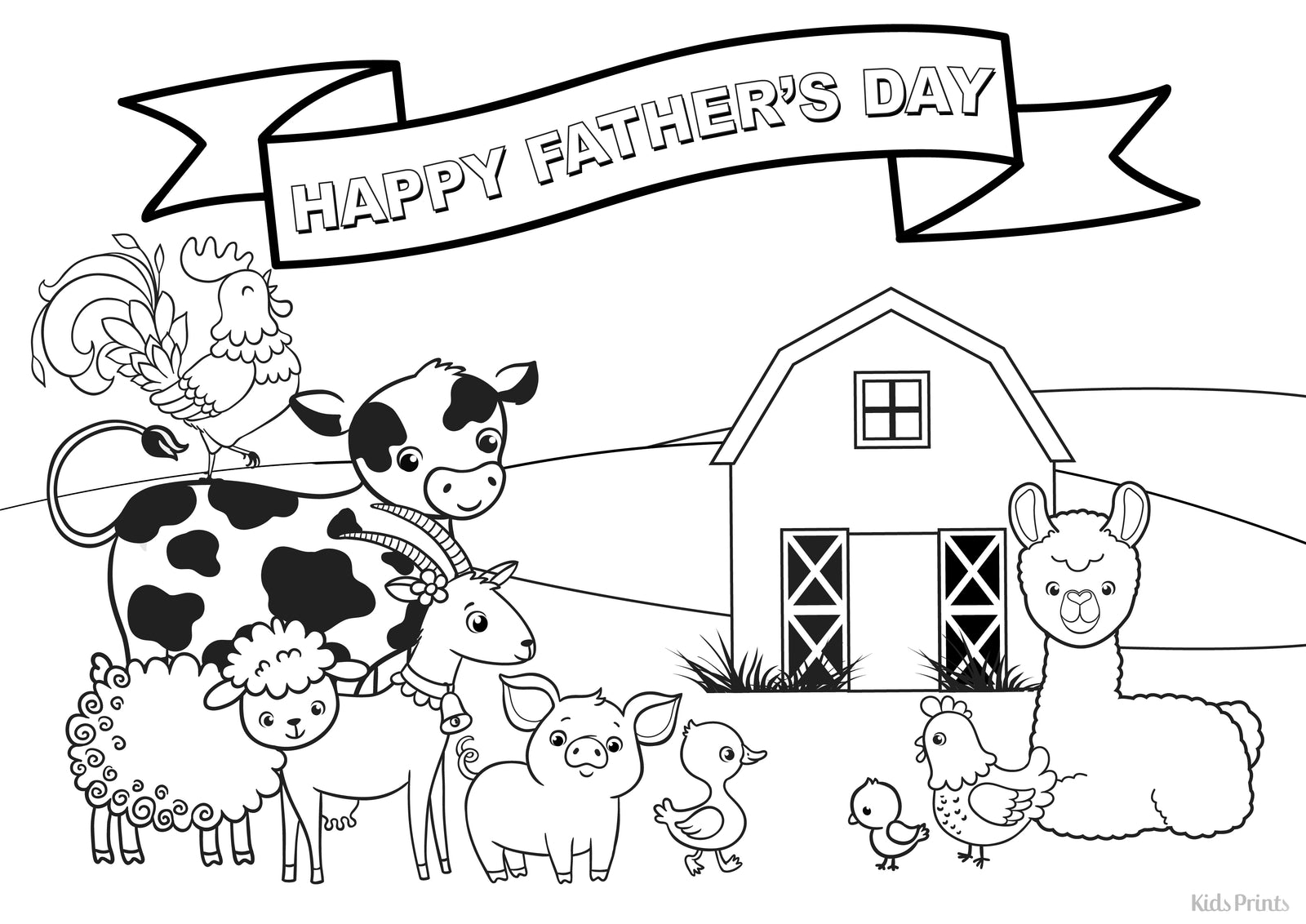 Father’s Day Printable - Farm Colouring - Kids Prints Online