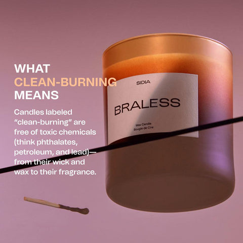 What clean burning means, featuring the SIDIA Braless Candle