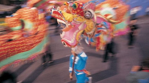 Chinese new year parade with dragon costume