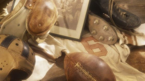 historical photo of football equipment