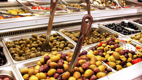 olive bar at grocery store