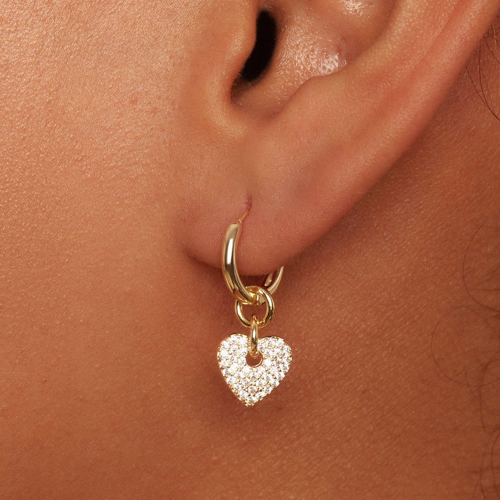 Yours Truly Pave Heart Drop Earrings