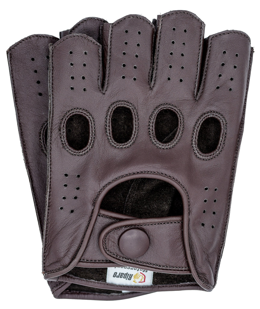 brown leather driving gloves