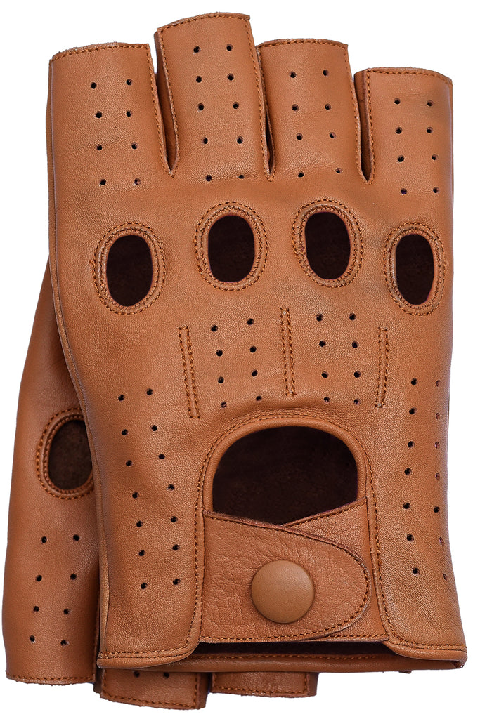 womens brown leather fingerless gloves