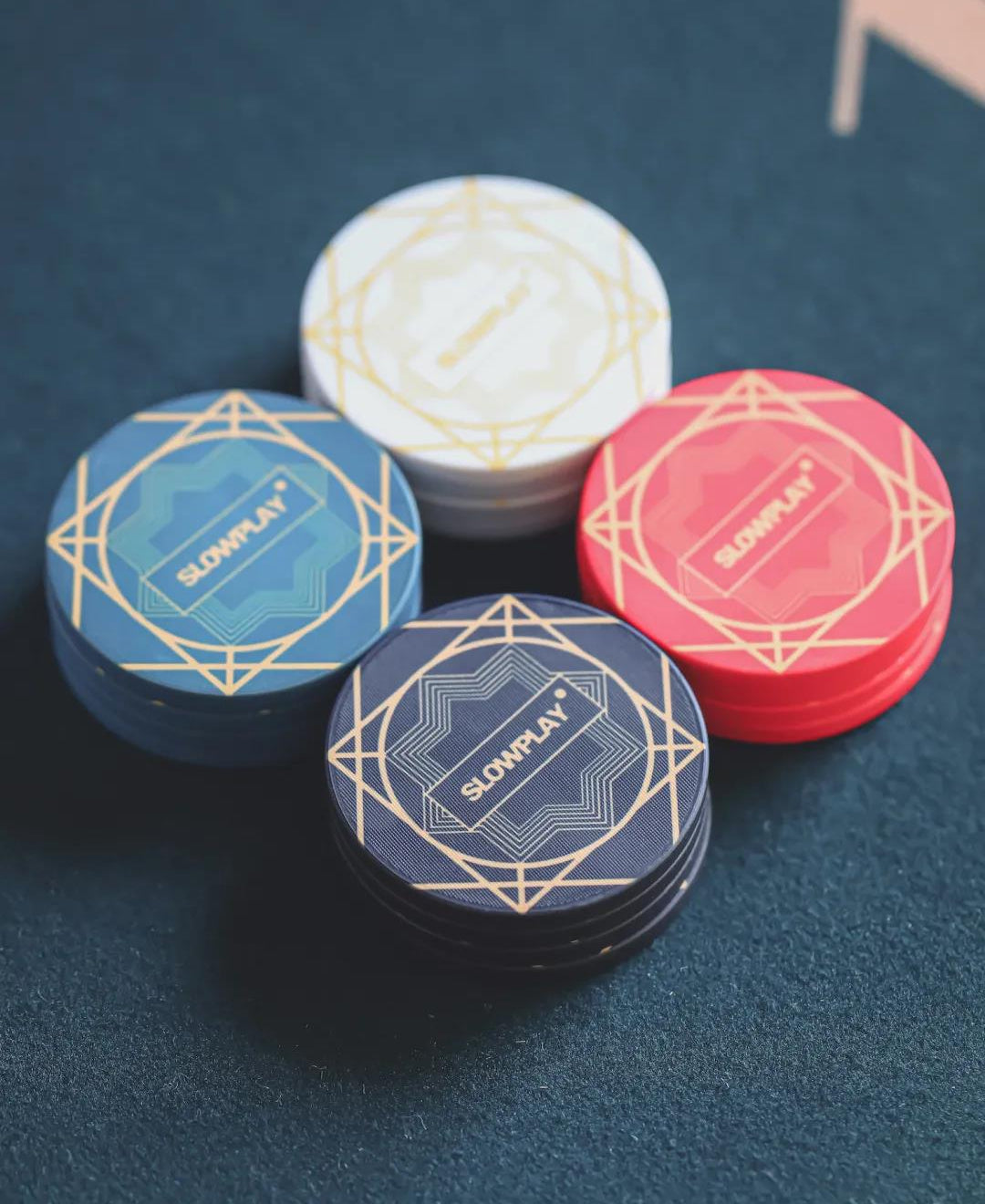Beautiful Graphic Design Inspired by Art Deco as Seen on SLOWPLAY's ACES Poker Chips